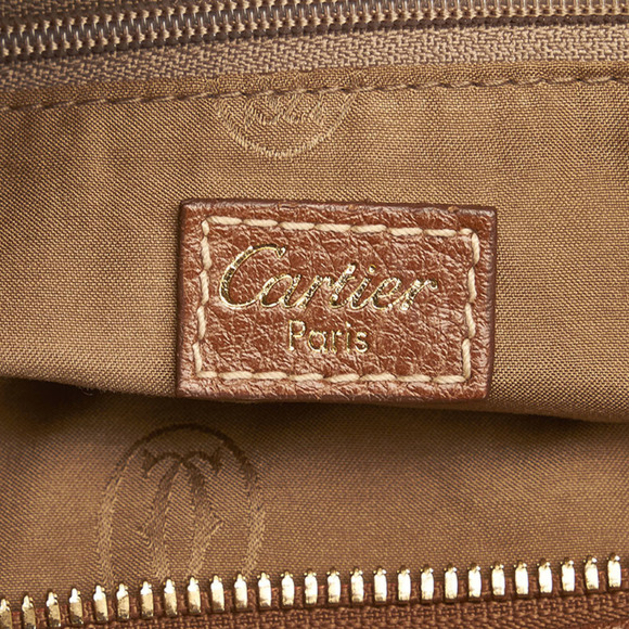 Cartier Marcello Punching Handbag Brown Leather Ladies CARTIER - Picture 9 of 12